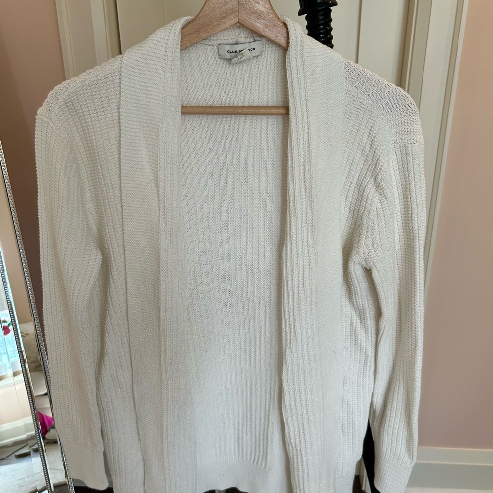Club Monaco White Textured Knit Cardigan